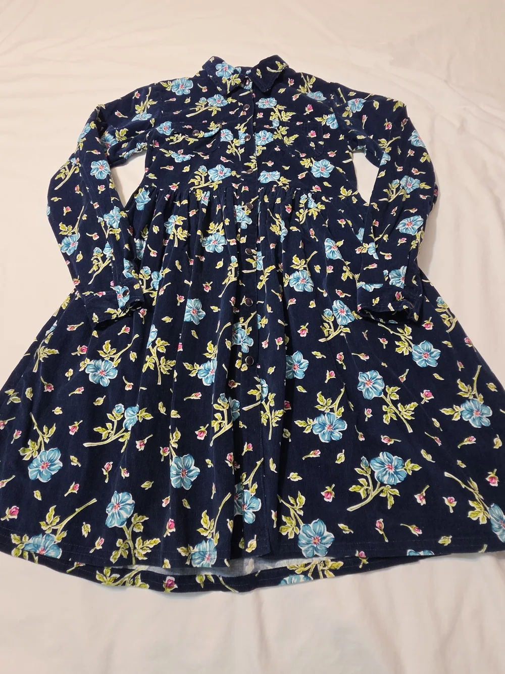 The Children's Place Vintage Navy Floral Corduroy Long-Sleeve Dress